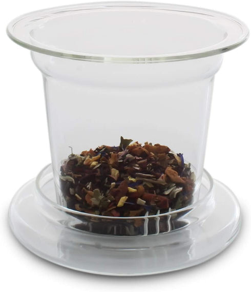 Teabloom Universal Glass Tea Infuser with Dual-Purpose Lid/Coaster – Hygienic, Non-Toxic Glass Filter for Loose Tea Leaves – Lead-Free & Cadmium-F...