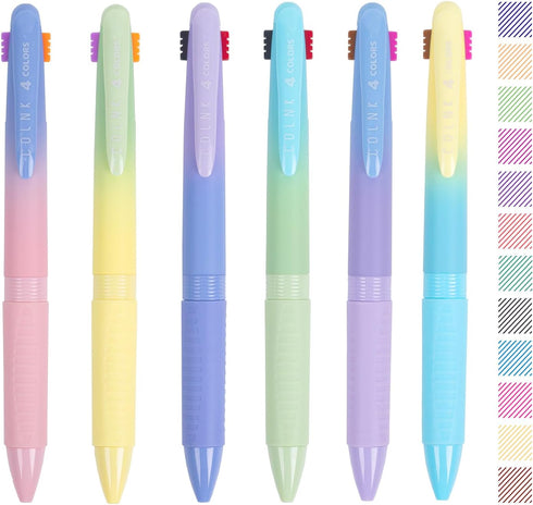 COLNK 4 Colors Ballpoint Pens in 1,Multicolor Ballpoint Pen Assorted Ink Colors,4-in-1 Colored Pens 0.7 Ballpoint for Journaling and Organizing,6 ...