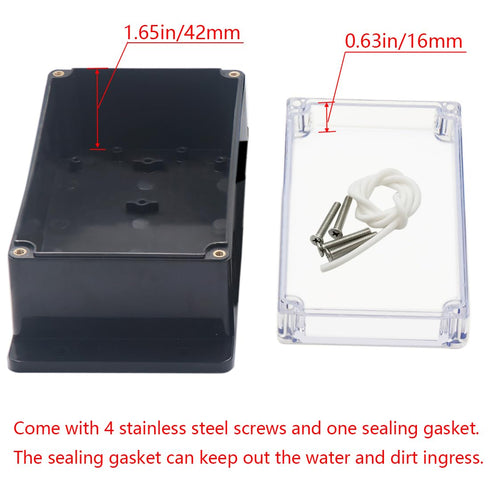Junction Box IP65 Waterproof ABS Plastic Electrical Project Case Power Junction Boxes, Clear Cover Project Box with Fixed Ear 6.22x3.54x2.36 inch ...
