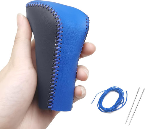 Compatible with Genuine Leather Hand-Stitched Handbrake Cover Gear Shift Knob Cover Interior Accessories Protective Cover Decoration for Honda Acc...
