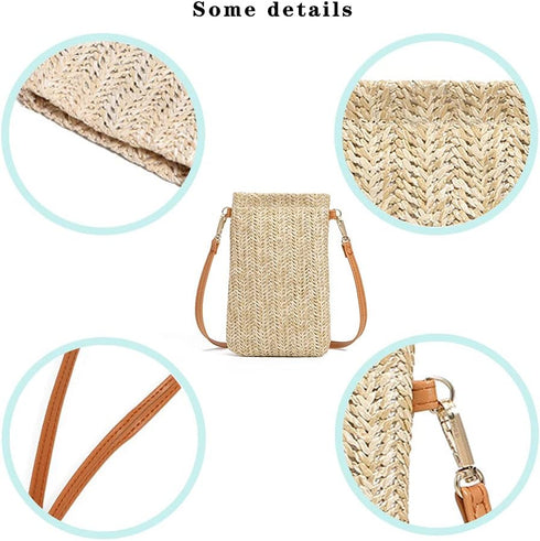 Summer Straw Beach Bag Tote Shoulder Bag Handwoven Purse Handbag for Women Girls Outdoor Casual Top Handle Cross Body Bag...