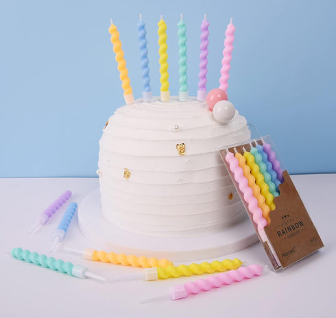 PHD CAKE 36-Count Rainbow Spiral Birthday Candles with Holders, Party Candles, Cake Candles...