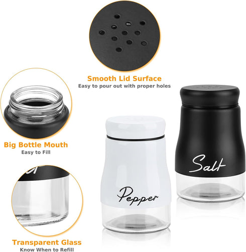 Accmor Salt and Pepper Shakers Set, 5oz Stainless Steel Salt and Pepper Shakers Seasoning Container with Glass Bottom for Home Cooking Restaurants...
