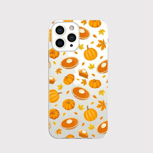 Blingy's for iPhone 13 Pro Case (6.1 inch), Fun Fall Pumpkin Style with Leaves Pattern Cute Autumn Design Transparent Soft TPU Protective Clear Ca...