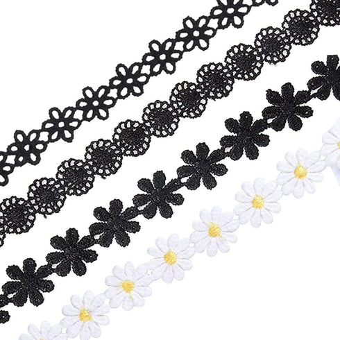 Black White Choker Necklace Lolita Lace Collar Retro Gothic Necklace Set for Women...
