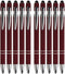Retractable Ball Point Pens with Stylus Tip Medium Point Soft Touch Metal Matt Wine Red Barrel Black Ink 10 Count...