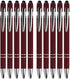Retractable Ball Point Pens with Stylus Tip Medium Point Soft Touch Metal Matt Wine Red Barrel Black Ink 10 Count...