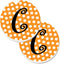 Caroline's Treasures CJ1033-CCARC Letter C Initial Monogram - Orange Polkadots Set of 2 Cup Holder Car Coasters Absorbent Sandstone Coasters for C...