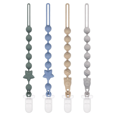 Babygoal Silicone Pacifier Clips 4 Pack, Pacifier Holder Clip for Baby Boy Girl Fits All Pacifier,Binky,Teething Toys and Teether-Neutral Color...
