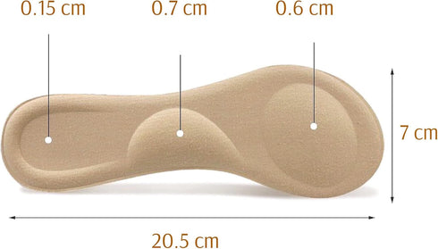 CB 4-Pairs of Cloth Surface Sponge Inserts Invisible Slim Insoles Liners, Ball of Foot Pain Relief Cushion, Arch Pain Barefoot Support, 3/4 Length...