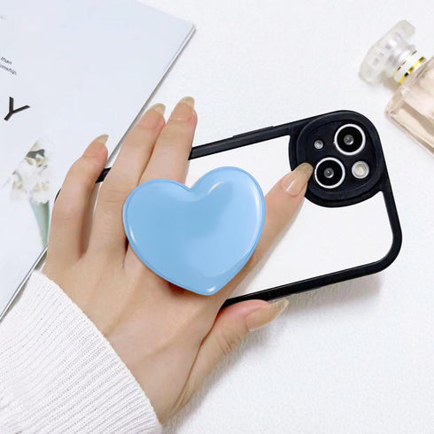 Cute Heart-Shaped Phone Grip - Sky Blue Love Handle Phone Grip, Large 3D Collapsible Crystal Phone Mount Holder Stand, Compatible with Kindle, iPh...