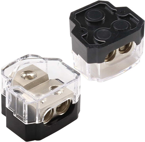 ZOOKOTO 2 Way Power Distribution Block for Car Audio Splitter,1 X 0/2/4 Gauge in / 2 X 4/8 Gauge Out...