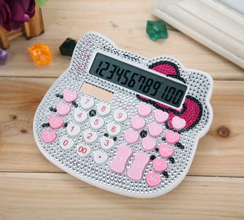 Hello Kitty Calculator, Xinyu Lighting Creative and Cute Solar Calculator, 12-Digit LCD Display, Suitable for Adults and Children, Solar and Batte...