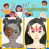 Face Painting Practice Board, 4 Pieces A4 Resuable Colored Makeup Template, 8.3" x 11.7"...