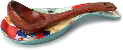 Colorful Hand Painted Spoon Rest Ceramic Large Spoon Holder for Kitchen Counter Stove Top, Dishwasher Safe, Multicolor (1 Pack)...
