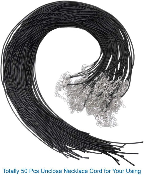 Selizo 50Pcs Necklace Cord Black Waxed Cotton Cord for Necklace Making and Bracelet Making...