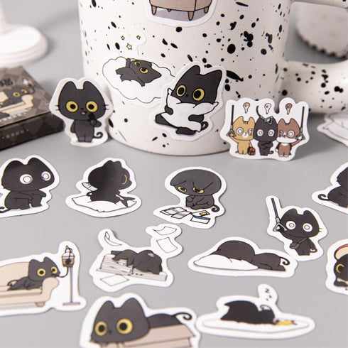 46 Pcs Cute Balck Cat Stickers for Scrapbooking Diary Laptop Junk Journal Notebook Kids Envelope Card Making Diary Planner Craft DIY Craft Decorat...