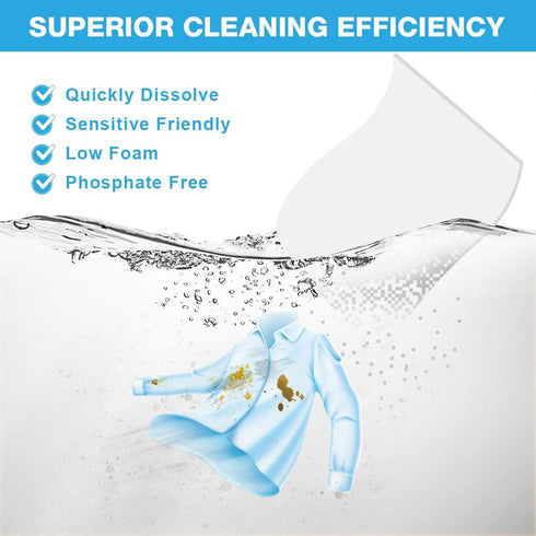 HOMEXCEL Laundry Detergent Sheets Fragrance Free Eco-Friendly, 50 Count, Plastic-Free, Hypoallergenic, Low-Foam, Suitable for HE Washing Machines...