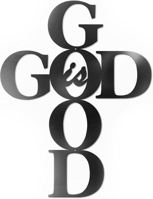 Vivegate God is Good Metal Signs Decor, Black Metal Cross God is Good Sign Wall Decor Religious Kitchen Decor Wall Crosses for Home Decor...
