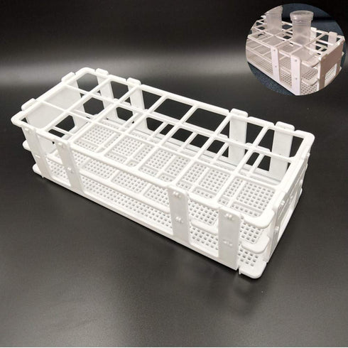 3 Packs Plastic Test Tube Rack, 21 Holes Lab Test Tube Rack Holder for 30mm Test Tubes, White, Detachable (21 Holes)...