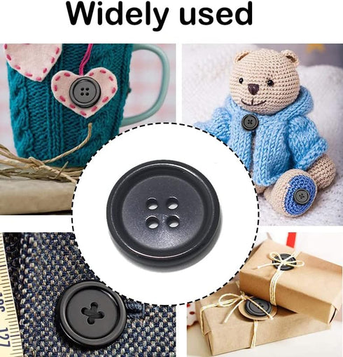 AKOAK 50 Pcs/Set 20mm DIY Button Colorful Candy Color Four-Eye Children's Clothing Buckle Work Clothes Button (Black)...