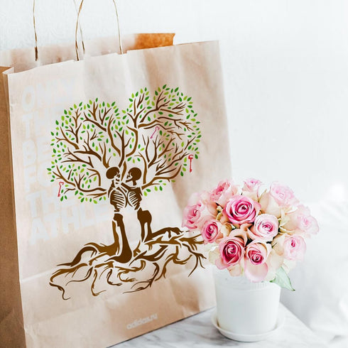FINGERINSPIRE Tree of Life Stencil 11.8x11.8 inch Love Till Death Painting Stencil Plastic Couple Skull Tree Key Pattern Stencil Reusable DIY Art ...