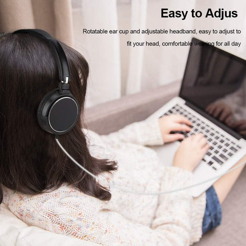 93dB Portable Wired Headset, Support FM Automatic Search, Foldable Noise Cancelling Headphone, for Sports for Travel...
