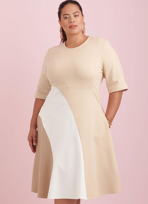 Simplicity Women's Fitted Color Block Dress Sewing Pattern Packet, Design Code S9887, Sizes 20W-22W-24W-26W-28W...