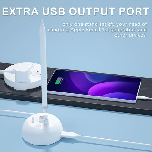 Charging Stand Compatible with Apple Pencil 1st Generation - 3 in 1 iPad Pencil Charger Dock Holder with LED Light & Pencil Tips and Cap Holder - ...