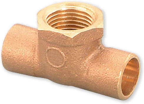 Everflow Supplies CCFT0034-NL C X C X F Cast Brass Tee Fitting with Solder Cups and Female Threaded Branch, 3/4"...