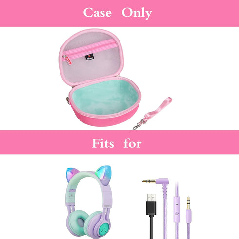 Mchoi Hard Carrying Case Suitable for Riwbox CT-7 Pink/for Jack CT-7S Cat Green 3.5mm/ for iClever IC-HS01 Bluetooth Wireless Over-Ear Headphones ...