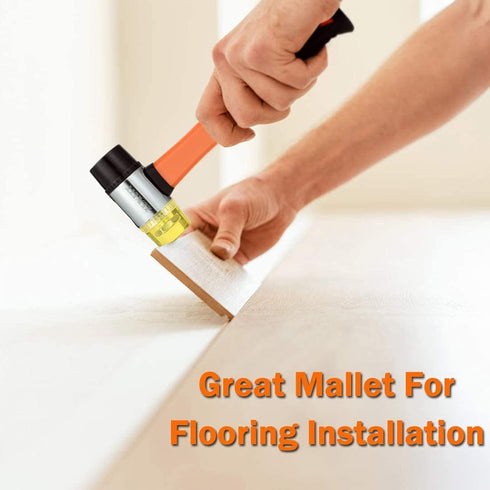 Rubber Mallet Hammer Double Faced Soft Mallet 40mm Diameter with 10.4" Soft Fiberglass Handle for Construction Home Renovation Flooring Installati...