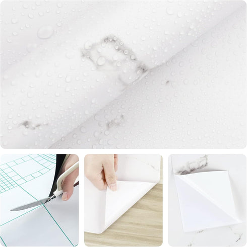 White Contact Paper Peel and Stick Countertops Modern Marble Wallpaper Self Adhesive Contact Paper for Countertops Waterproof Renter Friendly Remo...