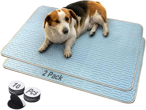 2 Pack Dog Crate Bed Mat - Summer Dog Cooling Mat & Breathable Kennel Pad , Washable Thin Latex Dog Crate Pad with 10 Adhesive Round Hook and Loop...