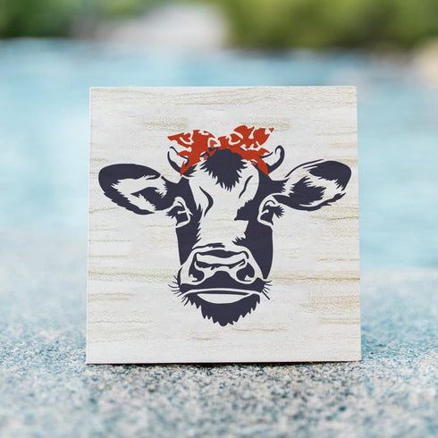 FINGERINSPIRE Cow Painting Stencil 11.8x11.8 inch Reusable Cow Head Pattern Drawing Template Plastic PET Bow Knot Stencil for Painting Square Farm...