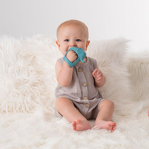 Itzy Ritzy Bitzy Grip - Silicone Developmental Teether with Easy-to-Hold Hand Grip, Designed for Ages 3 Months and Up, Elephant...