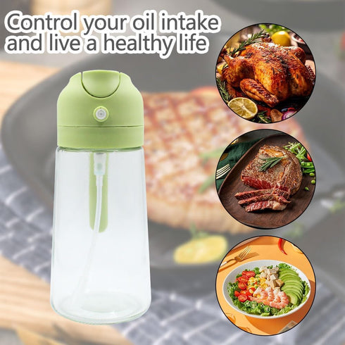 Oil Dispenser for kitchen, 2 In 1 Oil Dispenser & Oil Sprayers, 470ml/ 16oz Olive Oil Dispenser Bottle, Food-grade Oil Mister for Air Fryer, Bakin...