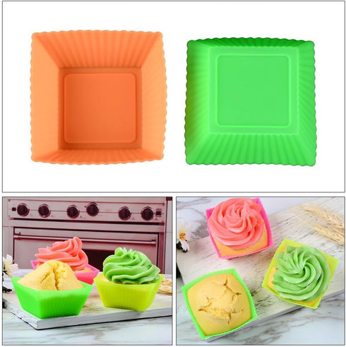 Silicone Baking Cups Cupcake Liners - 24 Pcs Reusable Silicone Molds Including Round, Rectanguar, Square, Flower Food Grade Silicone...