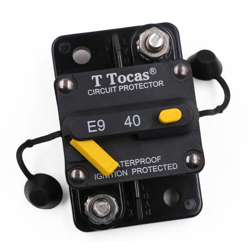 E9 40 Amp Circuit Breakers with Manual Reset | 12V - 72V DC IP67 Waterproof Protection | UL Certified Surface-Mount Switchable 40A...