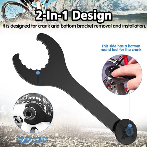Bicycle Wrench Bottom Bracket Spanner Carbon Steel Install Removal Spanner Wrench Black Bicycle Axle Wrench Tool for Shimano Hollowtech 2?22CM Len...