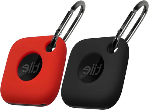 Geiomoo Silicone Case for Tile Mate 2024, Tile Mate 2022, Soft Scratch Resistant Cover with Carabiner (2 Pack Black+Red)...