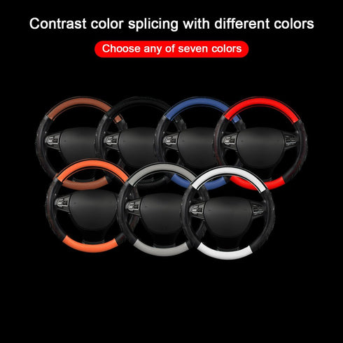 Car Steering Wheel Cover, Carbon Fiber Leather Vehicle Steering Wheel Protector, Sport Style and Anti-Slip Auto Interior Accessories, 15 Inch Univ...