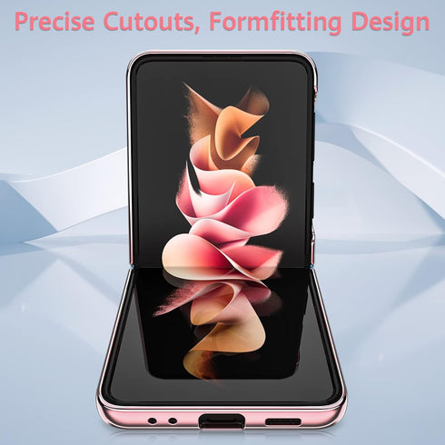 MATEPROX Compatible with Samsung Galaxy Z Flip 3 Case, Slim Thin Lightweight Protective Phone Case with Non-Slip Leather Back with Electroplated F...