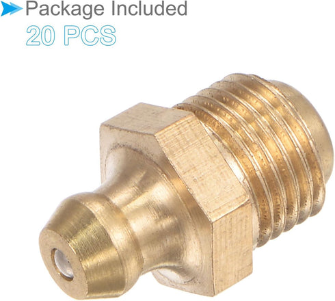 Brass Straight Grease Fitting, | M10x1mm Metric | Hydraulic Grease Nipple - (Applications: for Replacing Missing or Broken Oil Fitting), 20-Pieces...