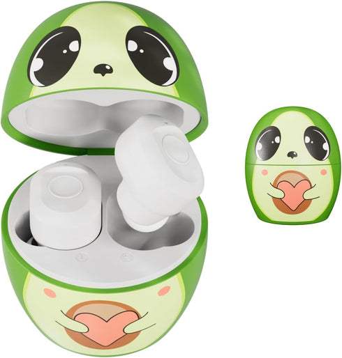 Coby Children’s Bluetooth Wireless Earbuds – “Ava The Avocado” Rechargeable Earbuds, 24-Hour Total Play Time, Water-Resistant, Button Controls, Cu...