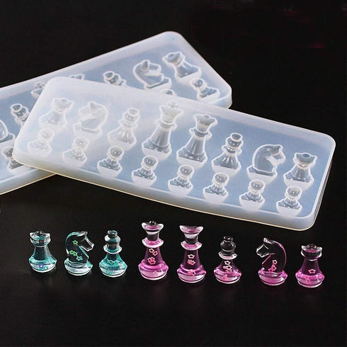 2Pcs Mini Small Chess Pieces Resin Molds, International Chess Silicone Mold Epoxy Resin Craft Casting Clay Decorating Tools...