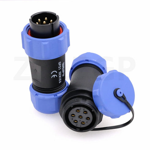 SP21 7 Pin Heavy Duty Wire Cable Electrical Circular Connector Waterproof IP68 in Line Solar Industrial 15A Threaded Coupling Corrosion Resistance...
