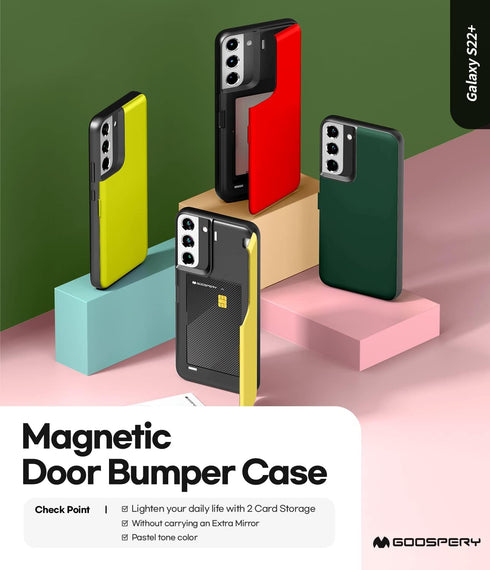 GOOSPERY Magnetic Door Bumper Compatible with Galaxy S22 Plus Case, Card Holder Wallet Easy Magnet Auto Closing Protective Dual Layer Sturdy Phone...