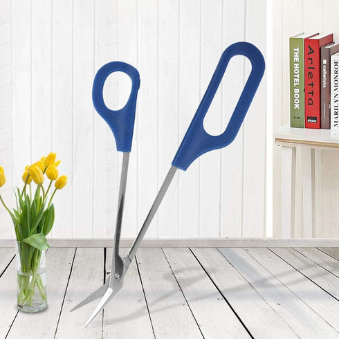 Craft Scissors, Stainless Steel Long Handle Small Scissors Multifunctional Bent Tip Tweezers Shears Professional Handcraft Scissors for Cutting Fa...