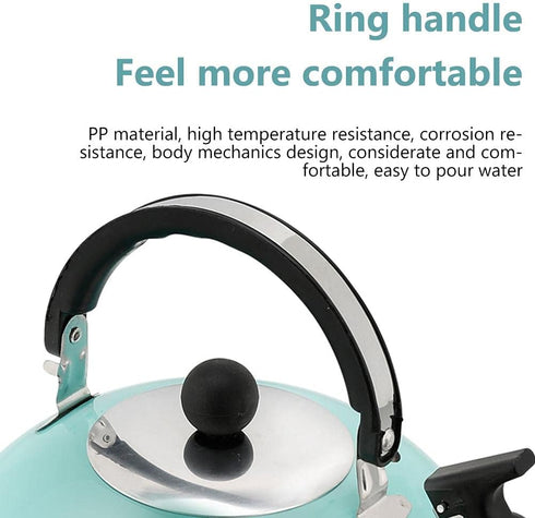 3L Stainless Steel Whistling Camping Kettle,Lightweight Teapot, Cooker Stove Gas Electric Induction Hob Kitchen Essential, Camping Trips Hiking Co...